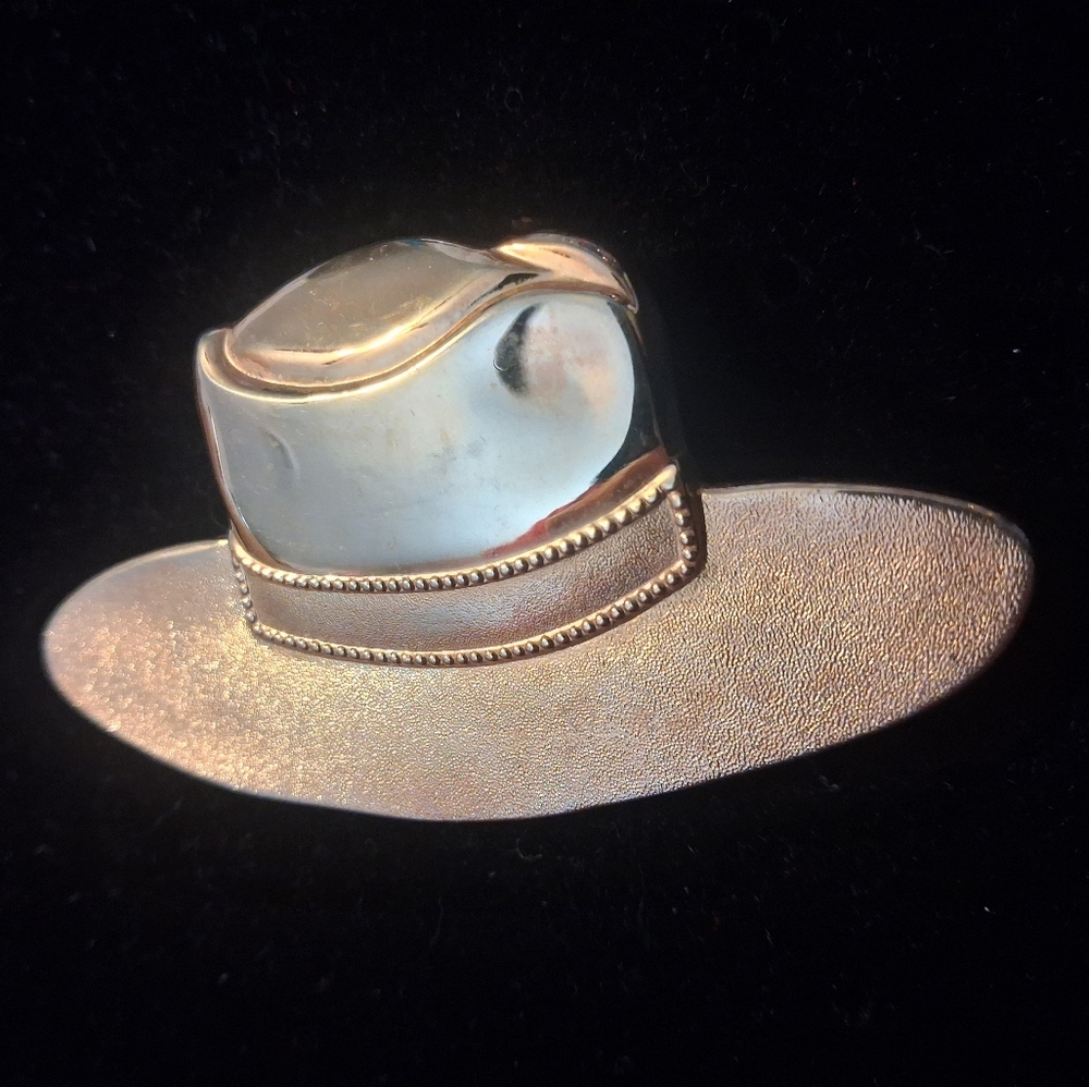 Goldtone Cowboy Hat Brooch